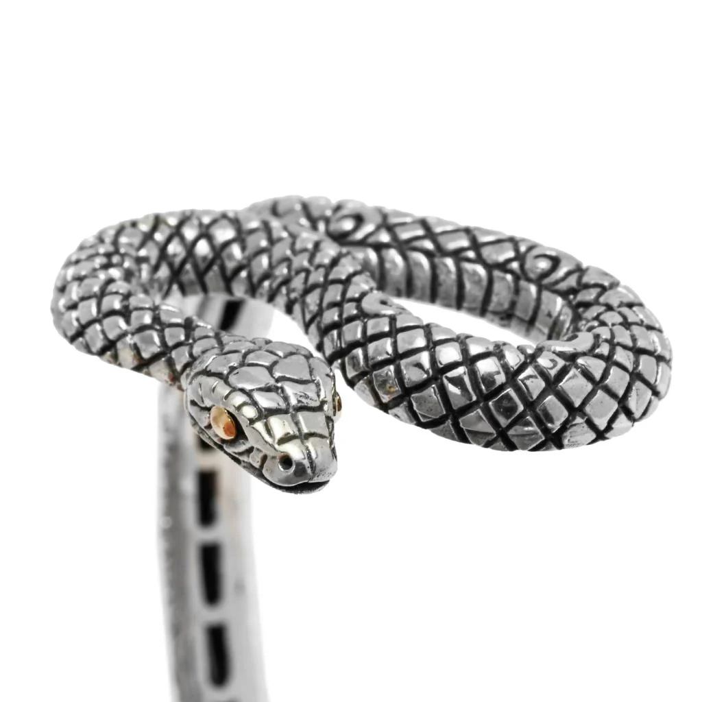 Artisan Silver by Samuel B. Choice of 14x10mm Jade Year of the Snake Bracelet - Image 4