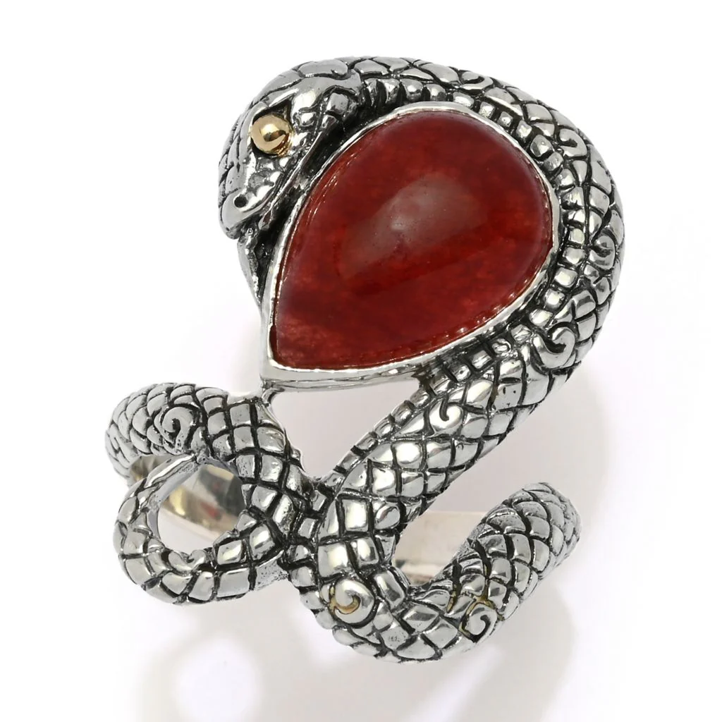 Artisan Silver by Samuel B. Choice of 14x10mm Jade Year of the Snake Ring - Image 2