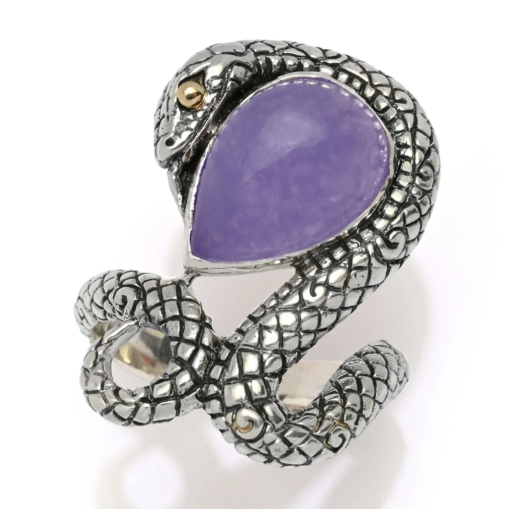 Artisan Silver by Samuel B. Choice of 14x10mm Jade Year of the Snake Ring - Image 3