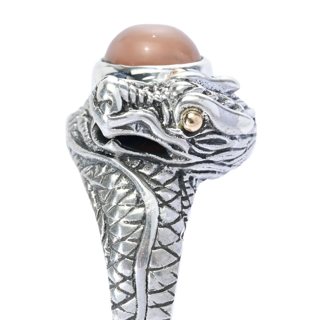 Artisan Silver by Samuel B. Choice of Gemstone Dragon Ring - Image 3