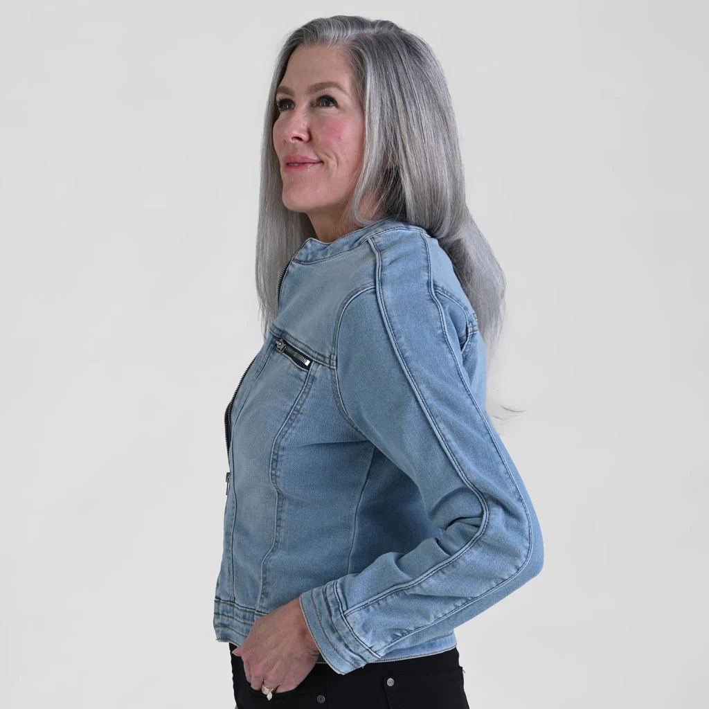 Christopher & Banks Baccini Zip Front Denim Jacket - Image 3