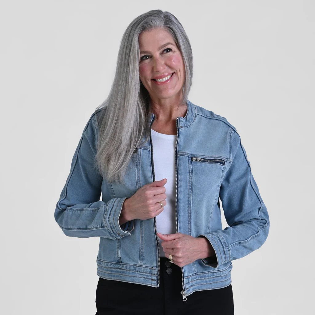 Christopher & Banks Baccini Zip Front Denim Jacket - Image 4