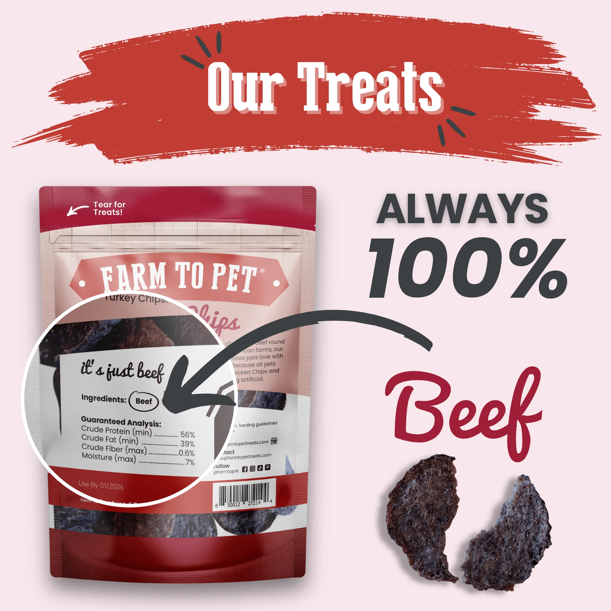 Farm To Pet Single-Ingredient Beef Chips Dog Treats - Image 3