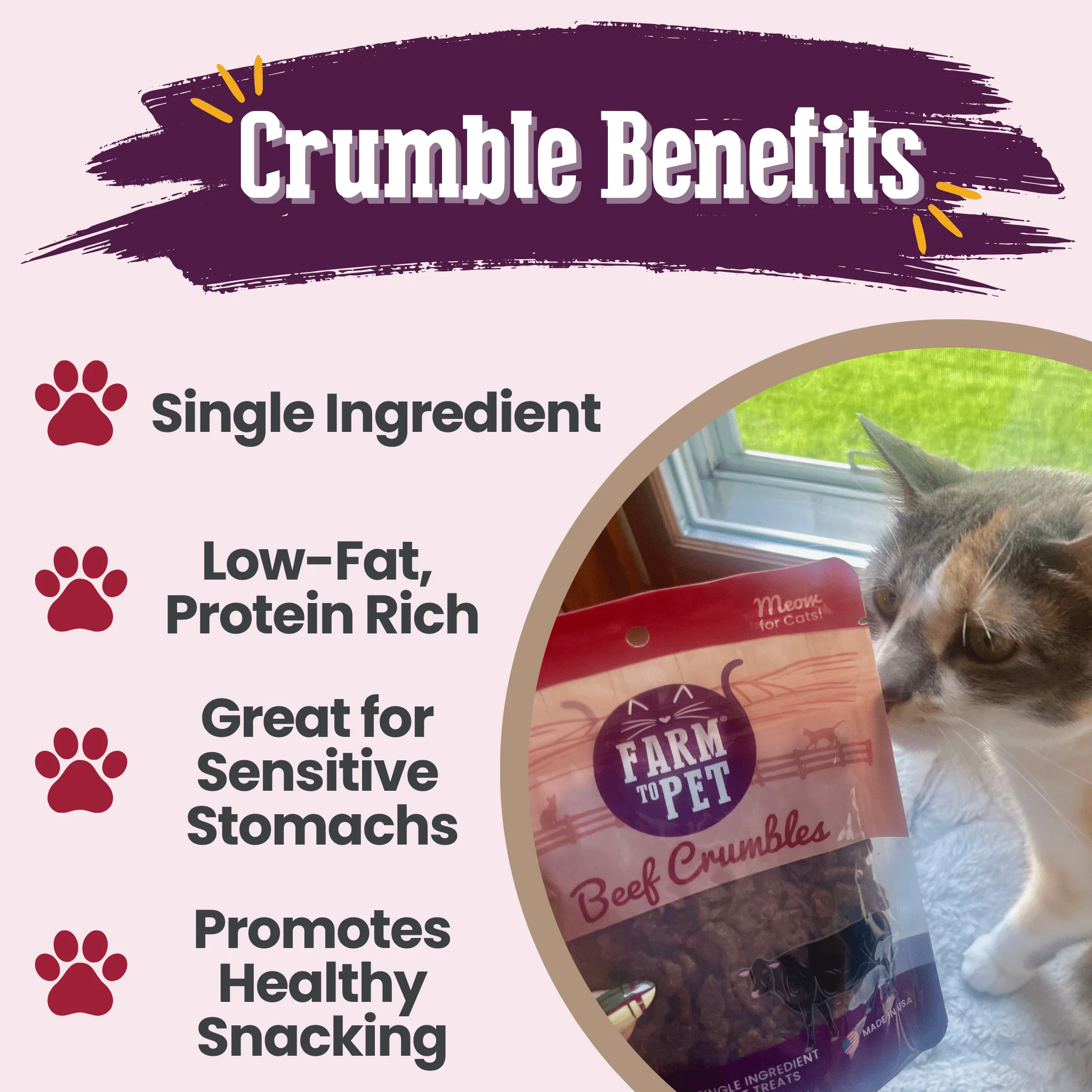 Farm To Pet High Protein Beef Crumbles Cat Treats - Image 5