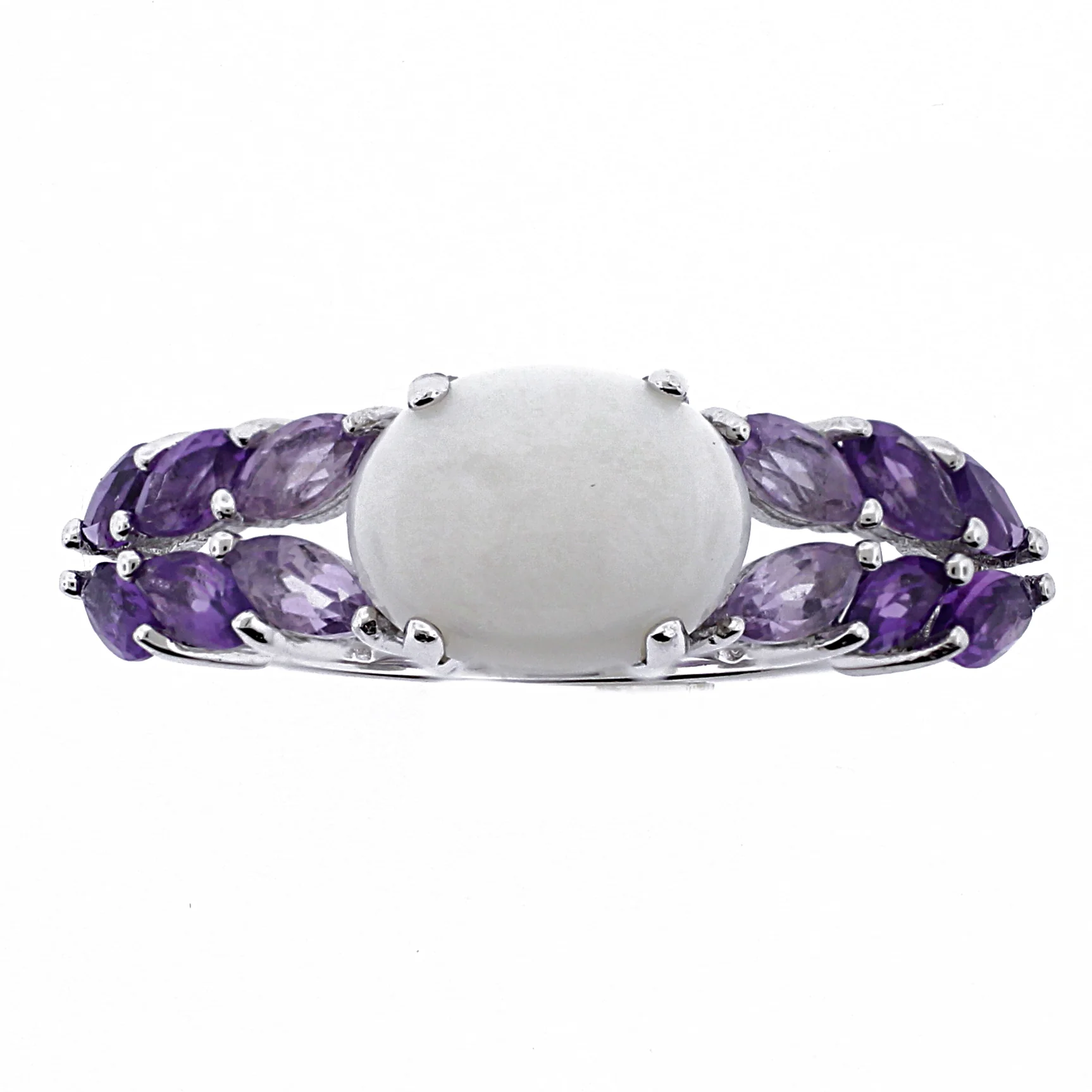 Belle Artique Sterling Silver Opal & Gemstone East-West Ombre Ring - Image 2