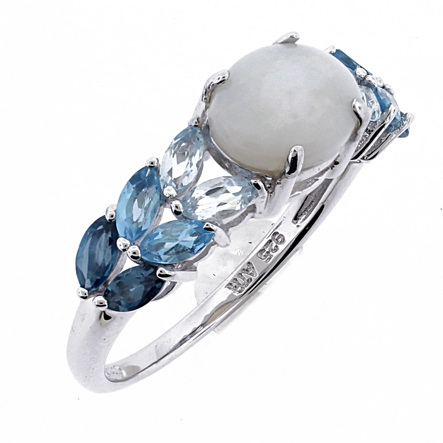 Belle Artique Sterling Silver Opal & Gemstone East-West Ombre Ring - Image 3