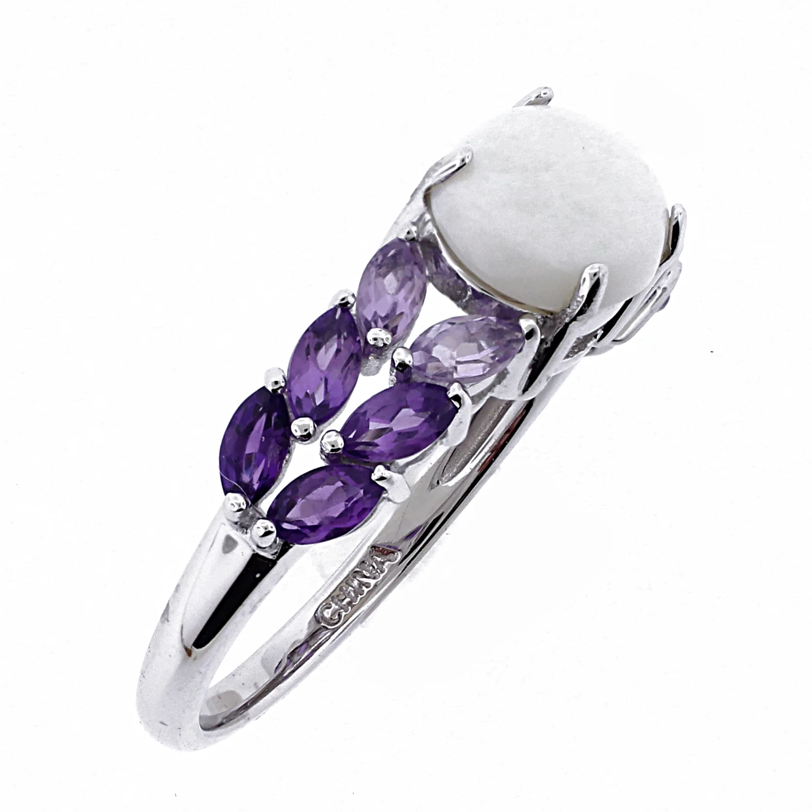 Belle Artique Sterling Silver Opal & Gemstone East-West Ombre Ring - Image 4