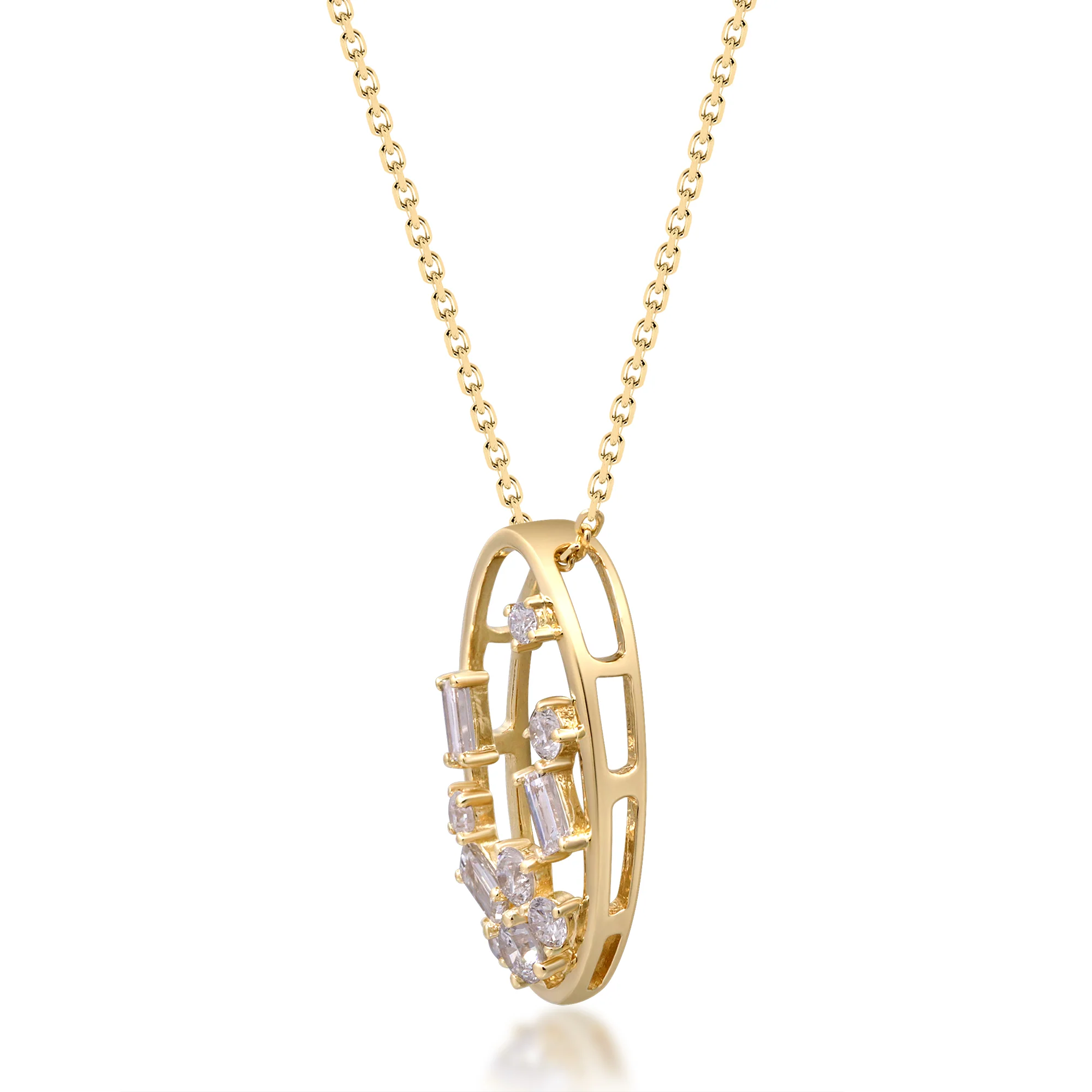 Beverly Hills Elegance 14K Gold 0.46ctw Diamond Scattered Frame Pendant with Chain - Image 2