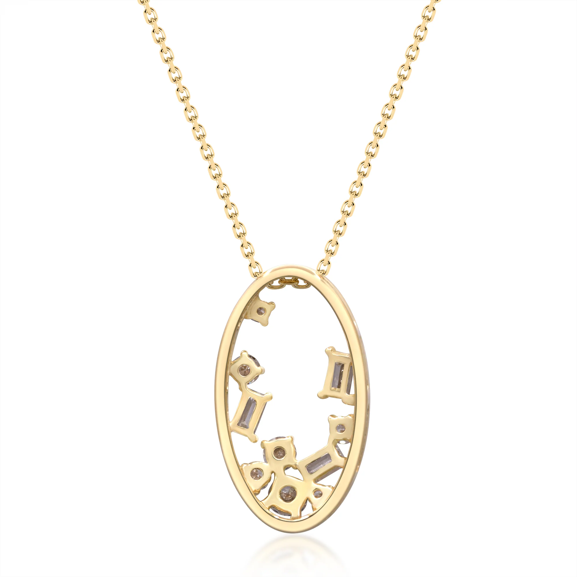 Beverly Hills Elegance 14K Gold 0.46ctw Diamond Scattered Frame Pendant with Chain - Image 3