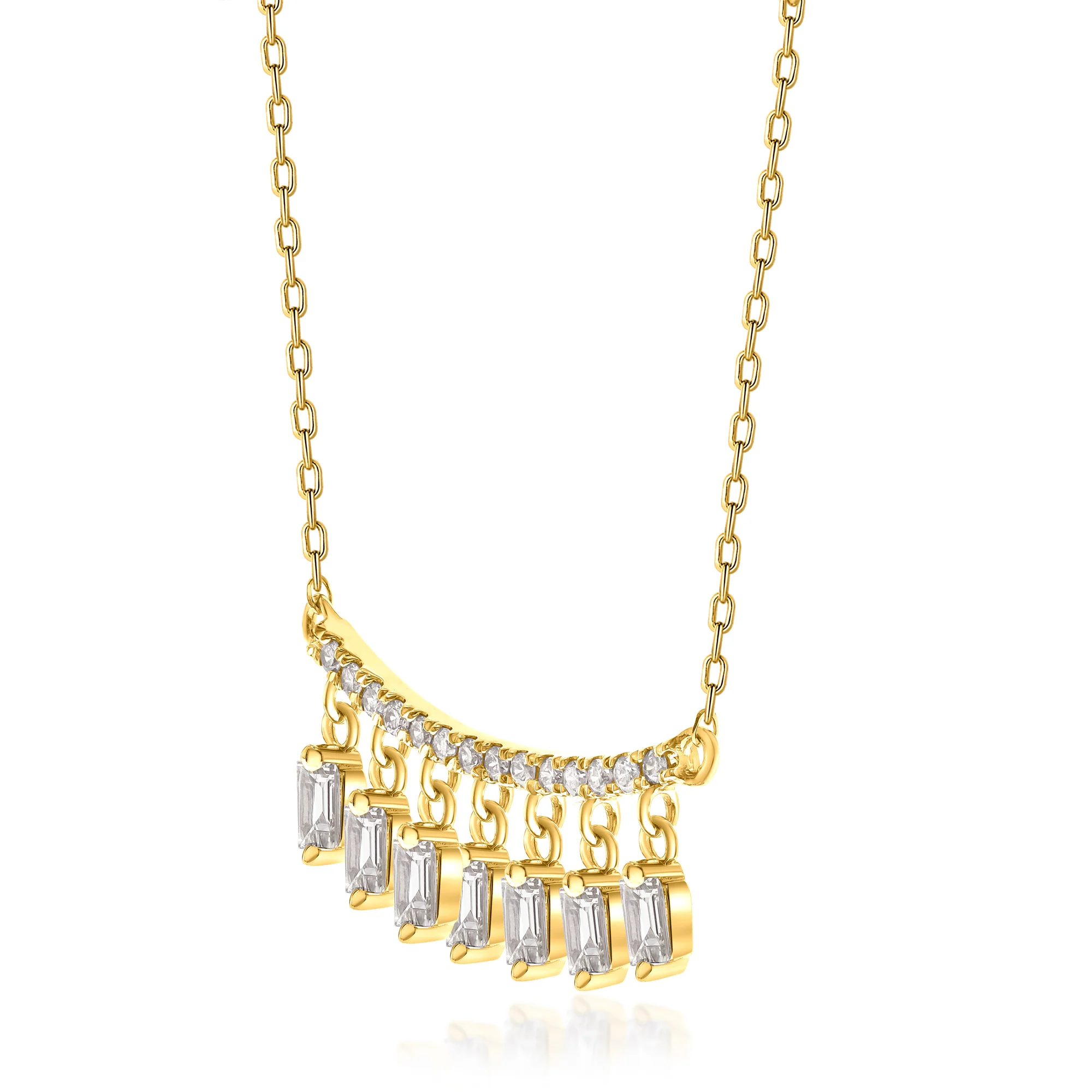Beverly Hills Elegance 14K Gold 0.57ctw Diamond Fringe Bar Necklace - Image 2