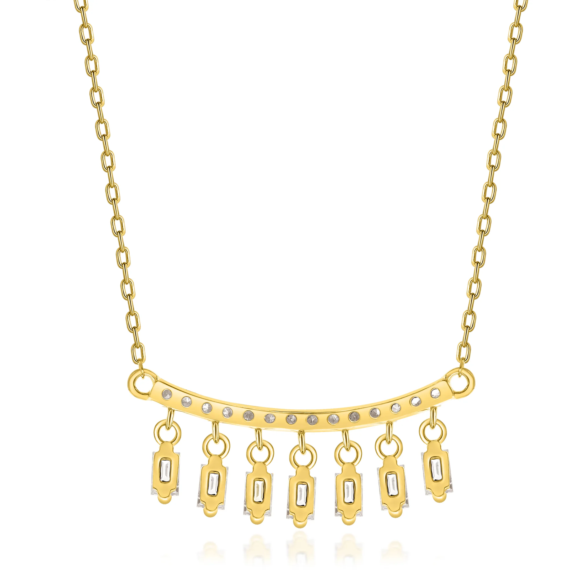 Beverly Hills Elegance 14K Gold 0.57ctw Diamond Fringe Bar Necklace - Image 3
