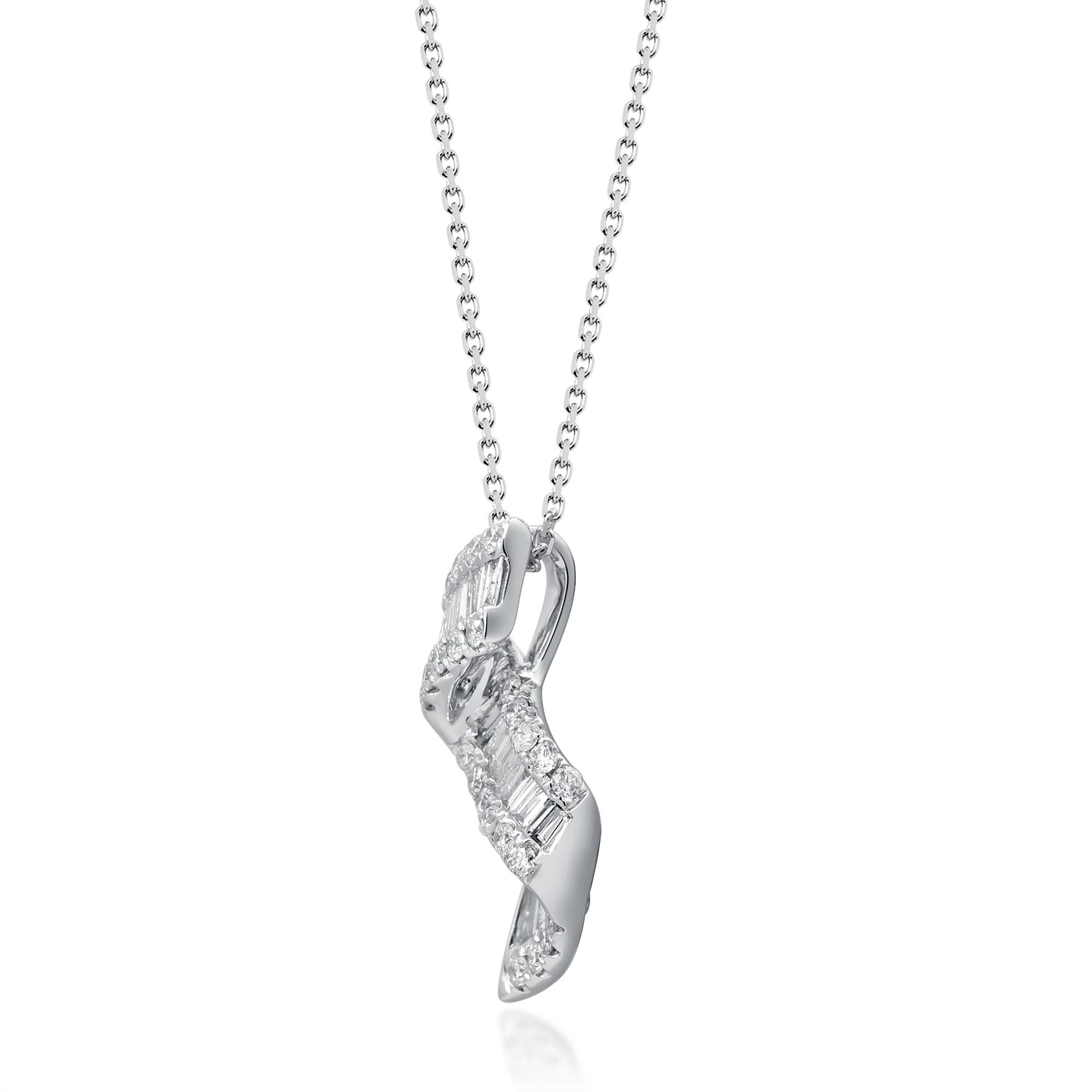 Beverly Hills Elegance 14K Gold 0.58ctw Diamond Swirl Pendant with Chain - Image 2
