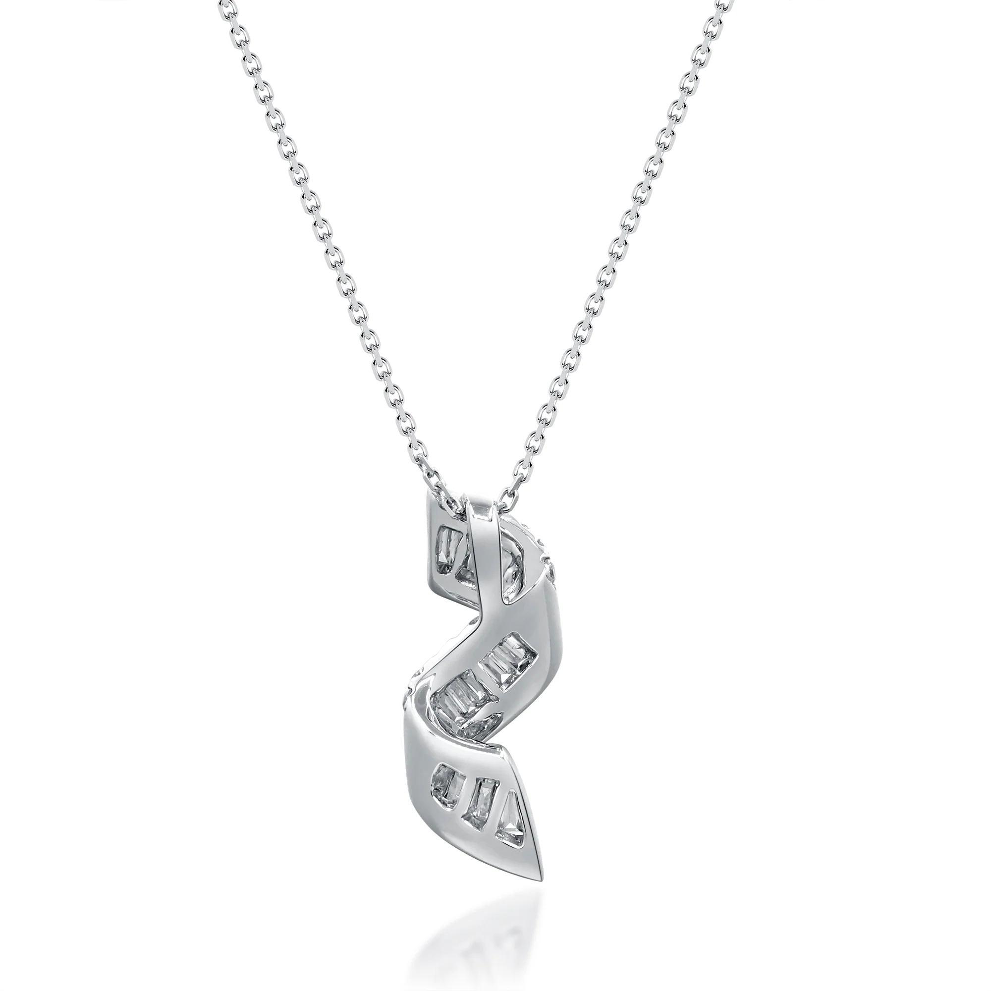 Beverly Hills Elegance 14K Gold 0.58ctw Diamond Swirl Pendant with Chain - Image 3