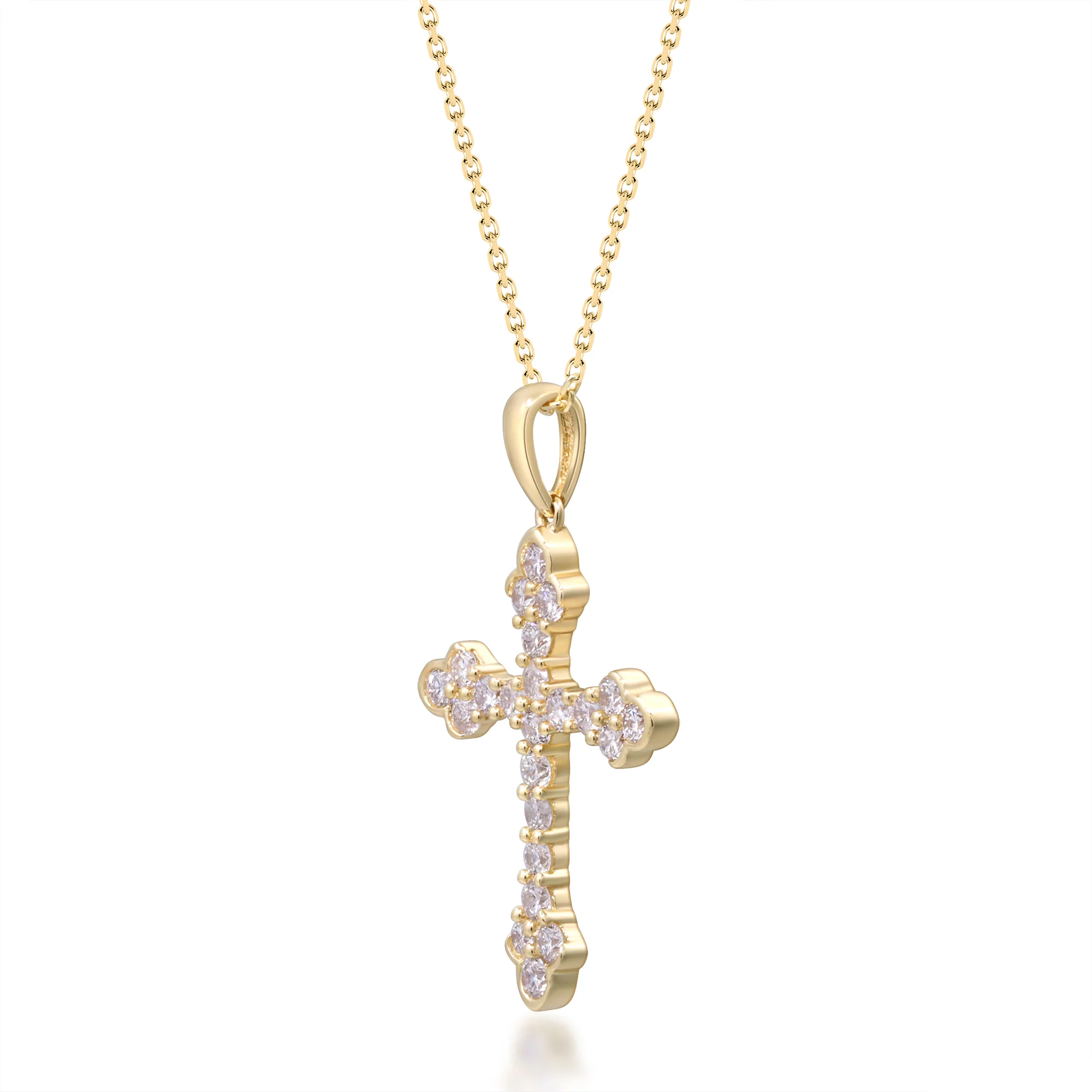 Beverly Hills Elegance 14K Gold 0.76ctw Diamond Cross Pendant with Chain - Image 2