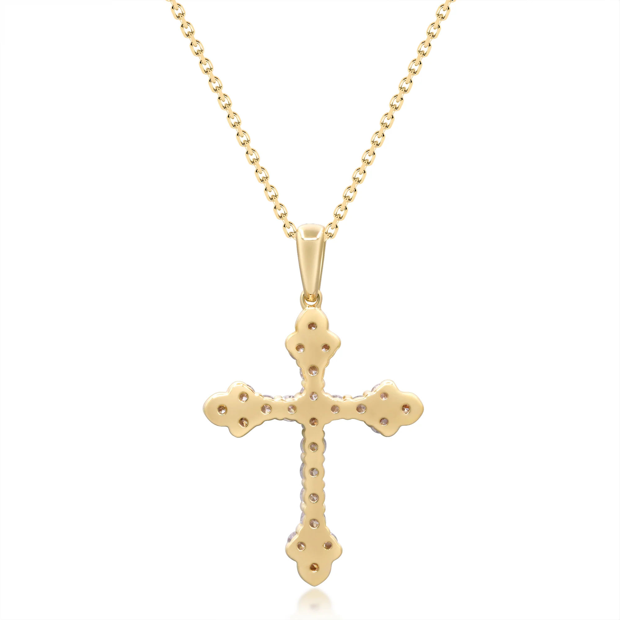 Beverly Hills Elegance 14K Gold 0.76ctw Diamond Cross Pendant with Chain - Image 3