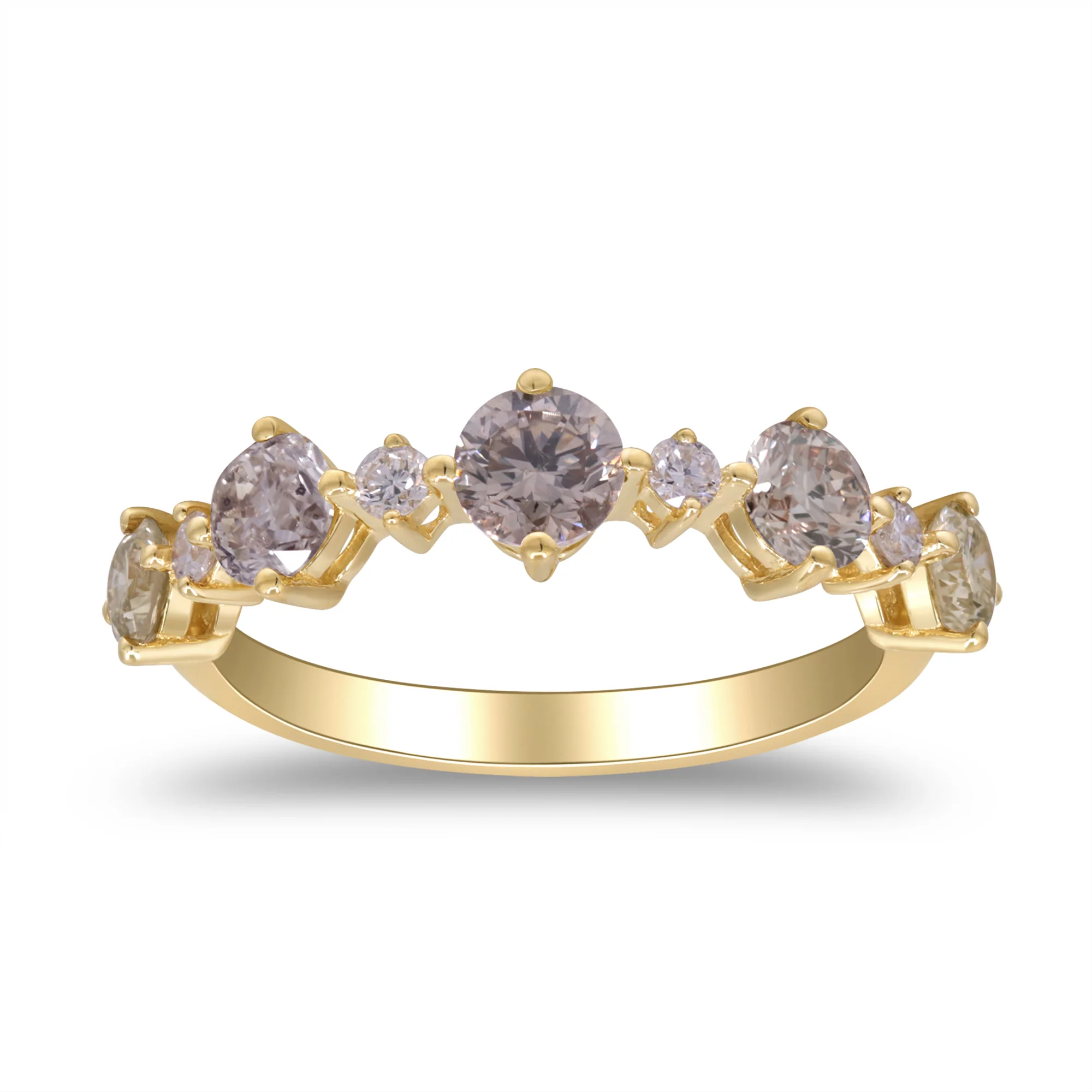 Beverly Hills Elegance 14K Gold 1.21ctw Multi-Color Diamond Band Ring - Image 3