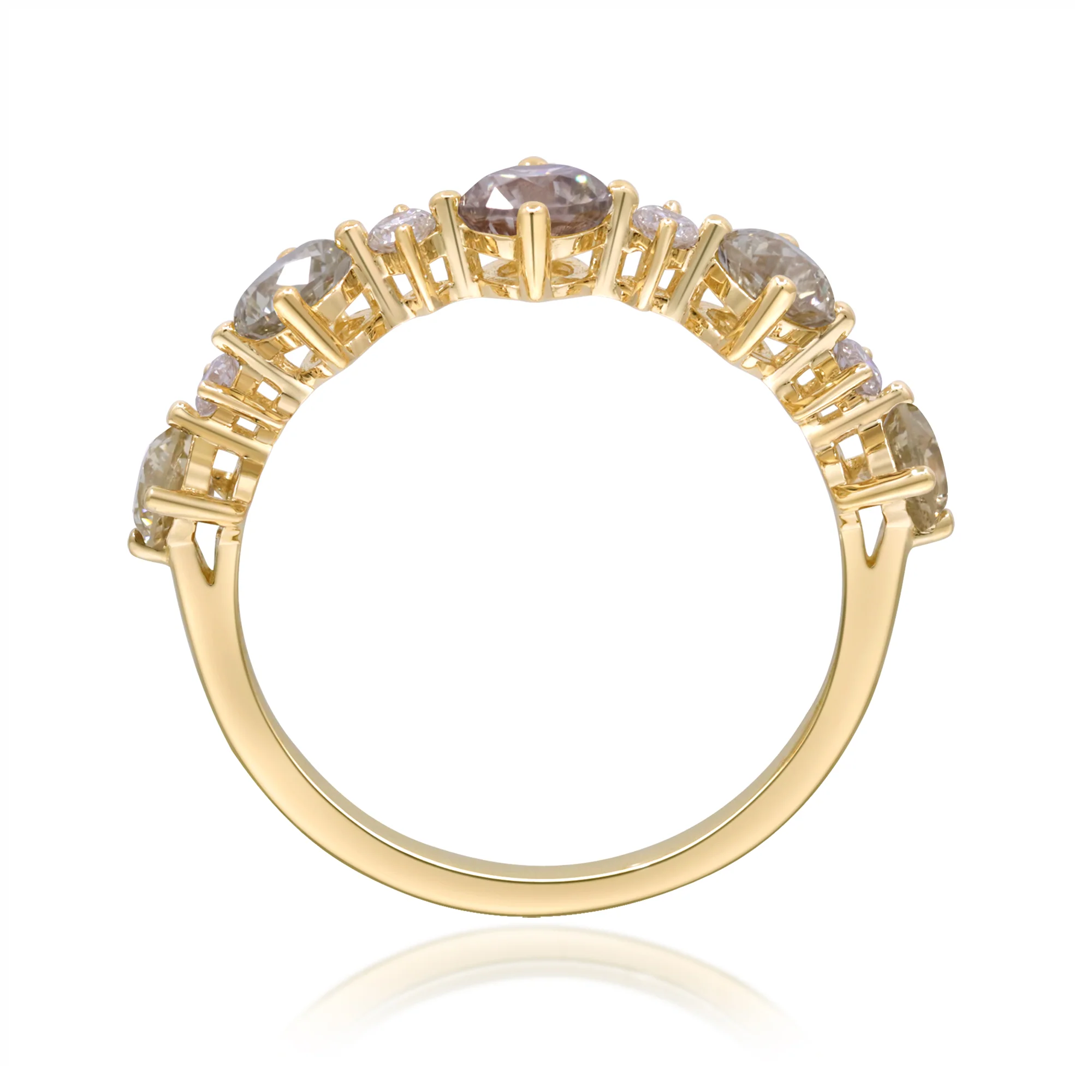 Beverly Hills Elegance 14K Gold 1.21ctw Multi-Color Diamond Band Ring - Image 4
