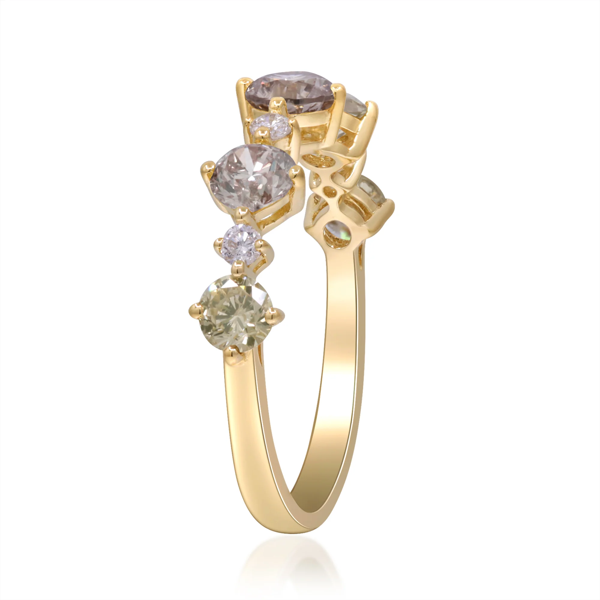 Beverly Hills Elegance 14K Gold 1.21ctw Multi-Color Diamond Band Ring - Image 5