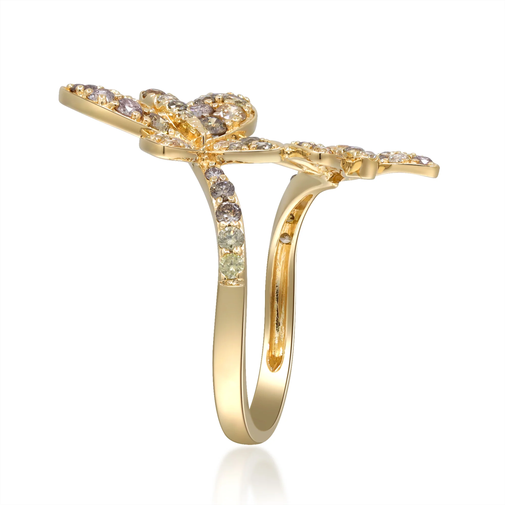 Beverly Hills Elegance 14K Gold 1.35ctw Multi-Color Diamond Butterfly Wrap Ring - Image 5