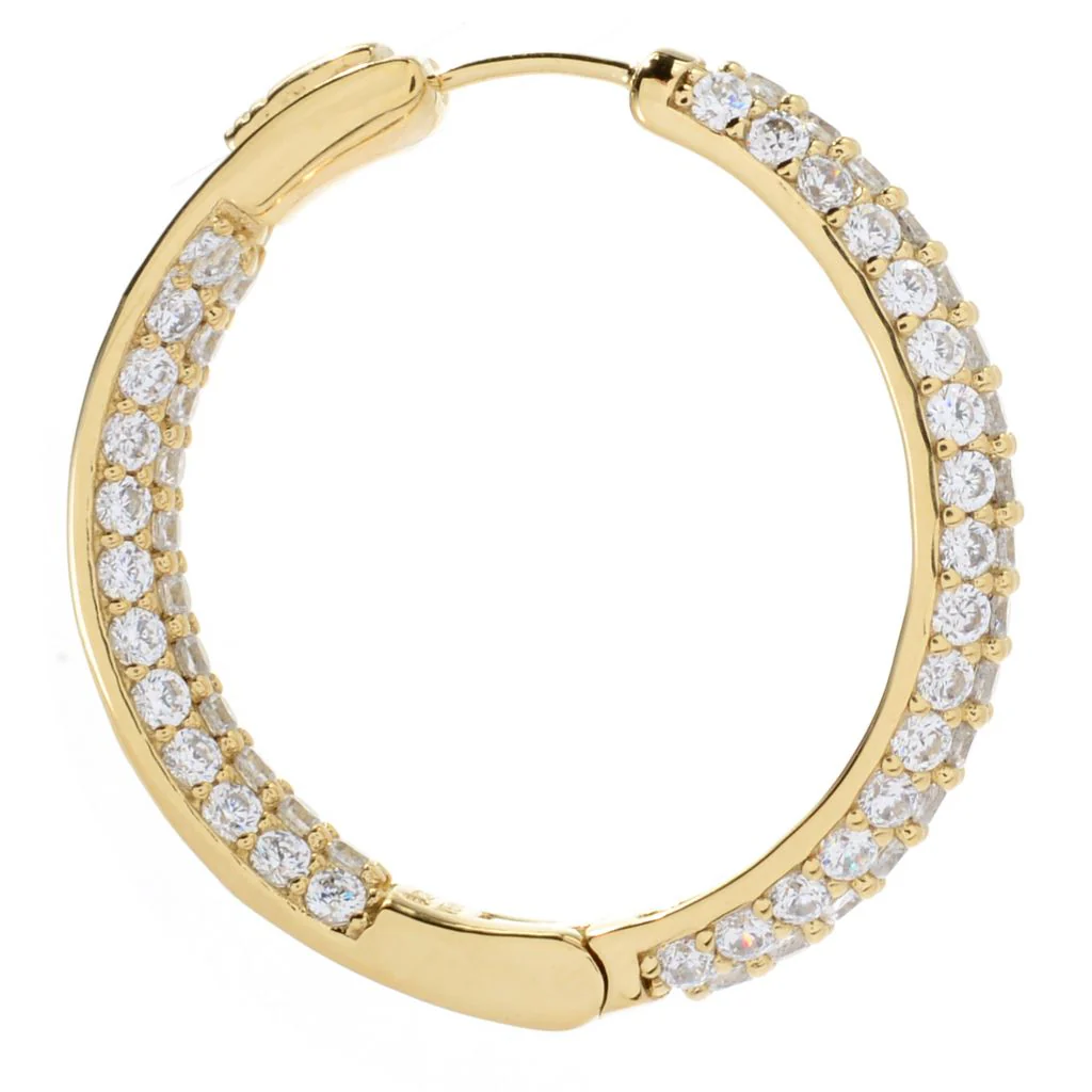 Brilliante Simulated Diamond Inside Out Hoop Earrings - Image 3