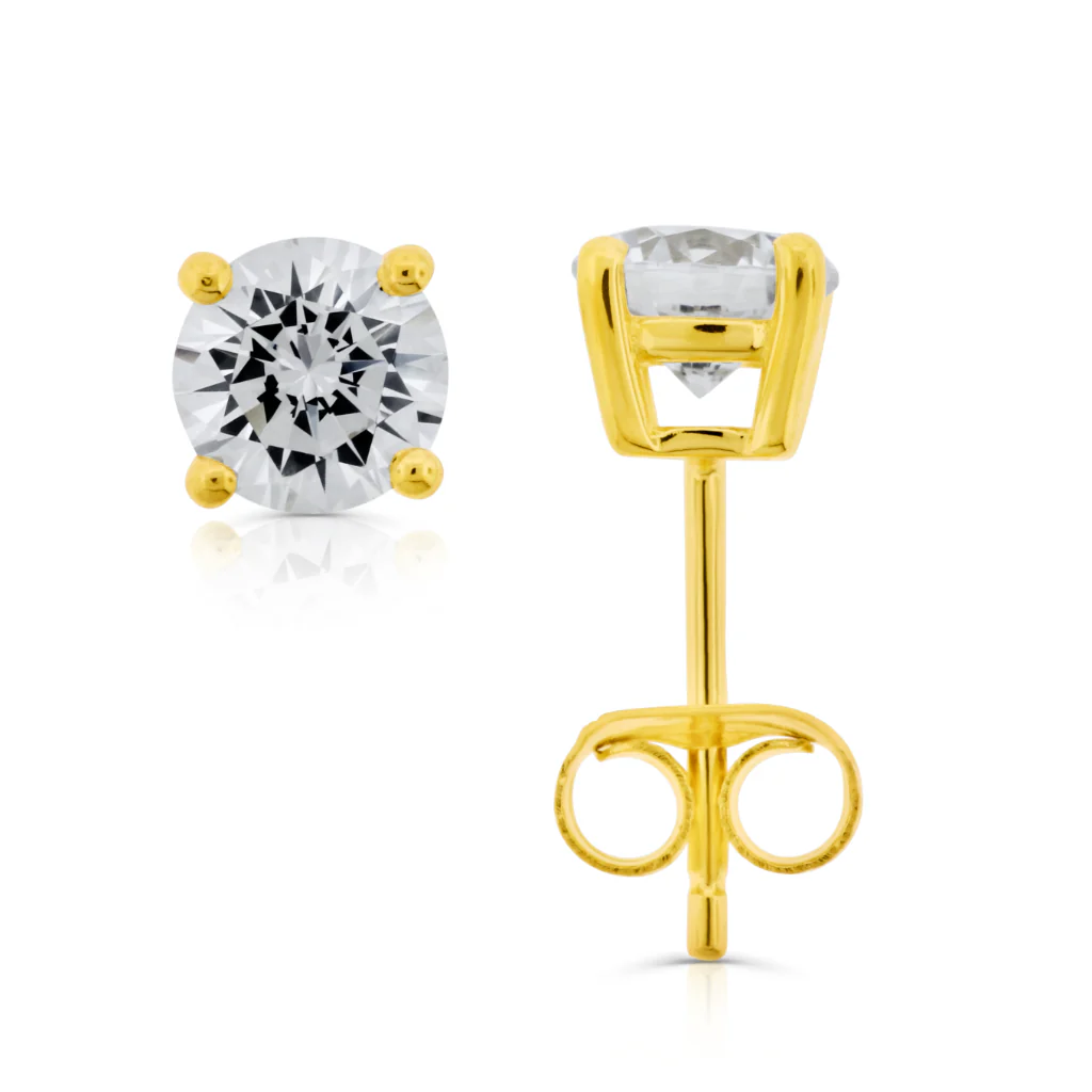 Brilliante Sterling Silver Choice of Size Simulated Diamond Stud Earrings - Image 2