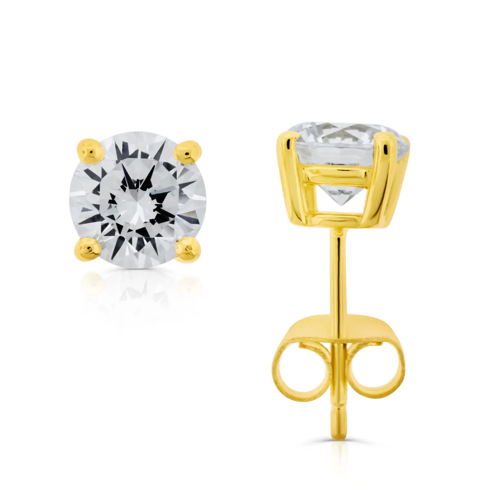 Brilliante Sterling Silver Choice of Size Simulated Diamond Stud Earrings - Image 3