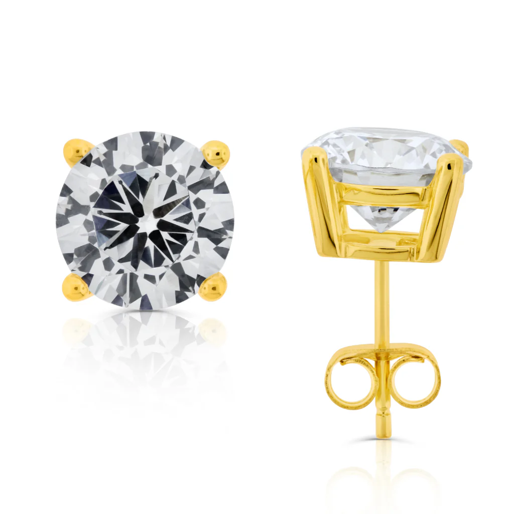 Brilliante Sterling Silver Choice of Size Simulated Diamond Stud Earrings - Image 4