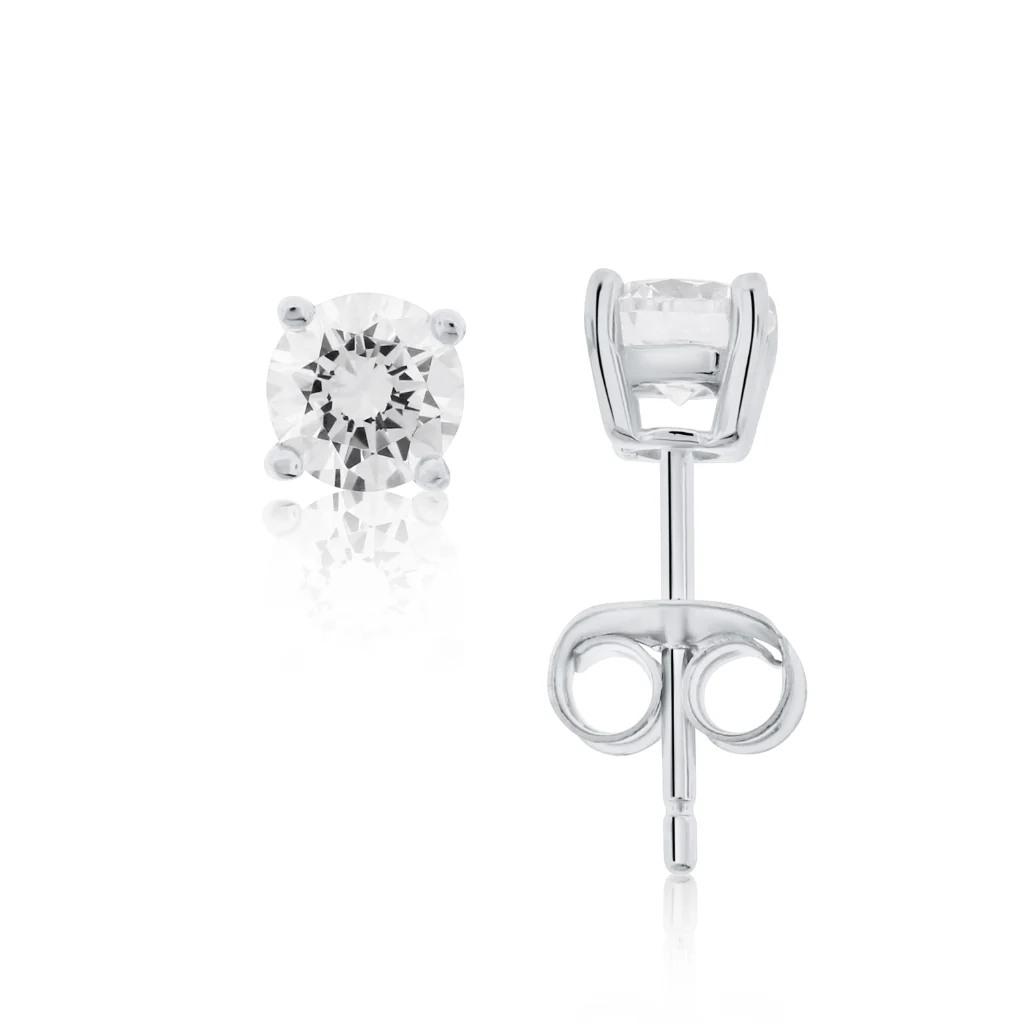 Brilliante Sterling Silver Choice of Size Simulated Diamond Stud Earrings - Image 5