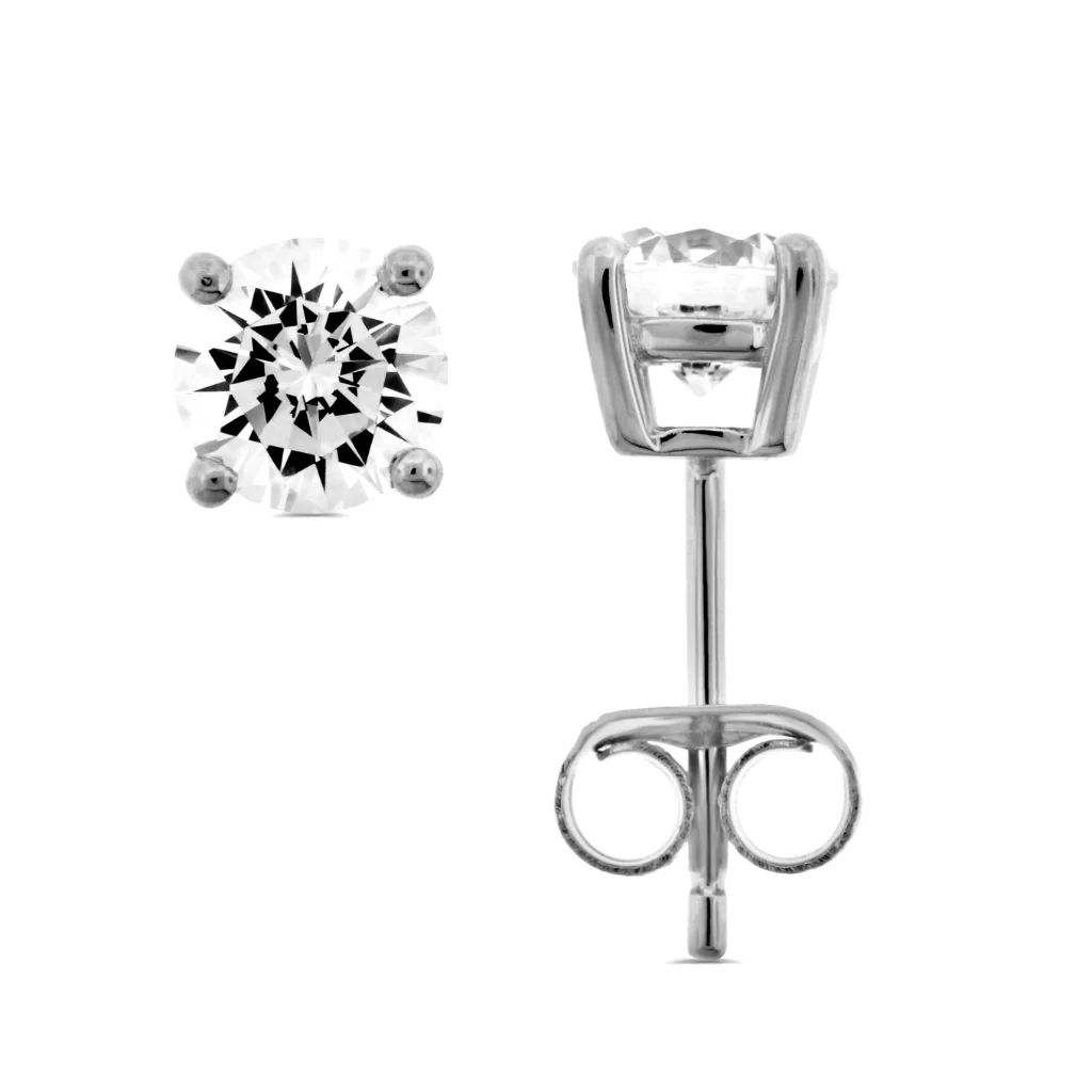 Brilliante Sterling Silver Choice of Size Simulated Diamond Stud Earrings - Image 6