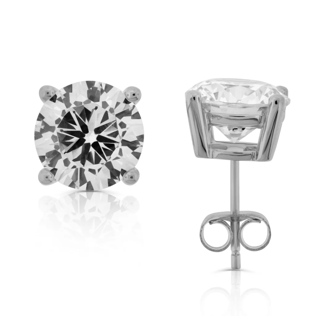 Brilliante Sterling Silver Choice of Size Simulated Diamond Stud Earrings - Image 8
