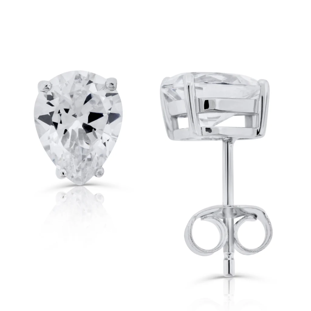 Brilliante Sterling Silver Simulated Choice of Cut Diamond Stud Earrings - Image 2