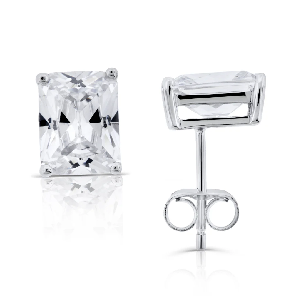 Brilliante Sterling Silver Simulated Choice of Cut Diamond Stud Earrings - Image 3