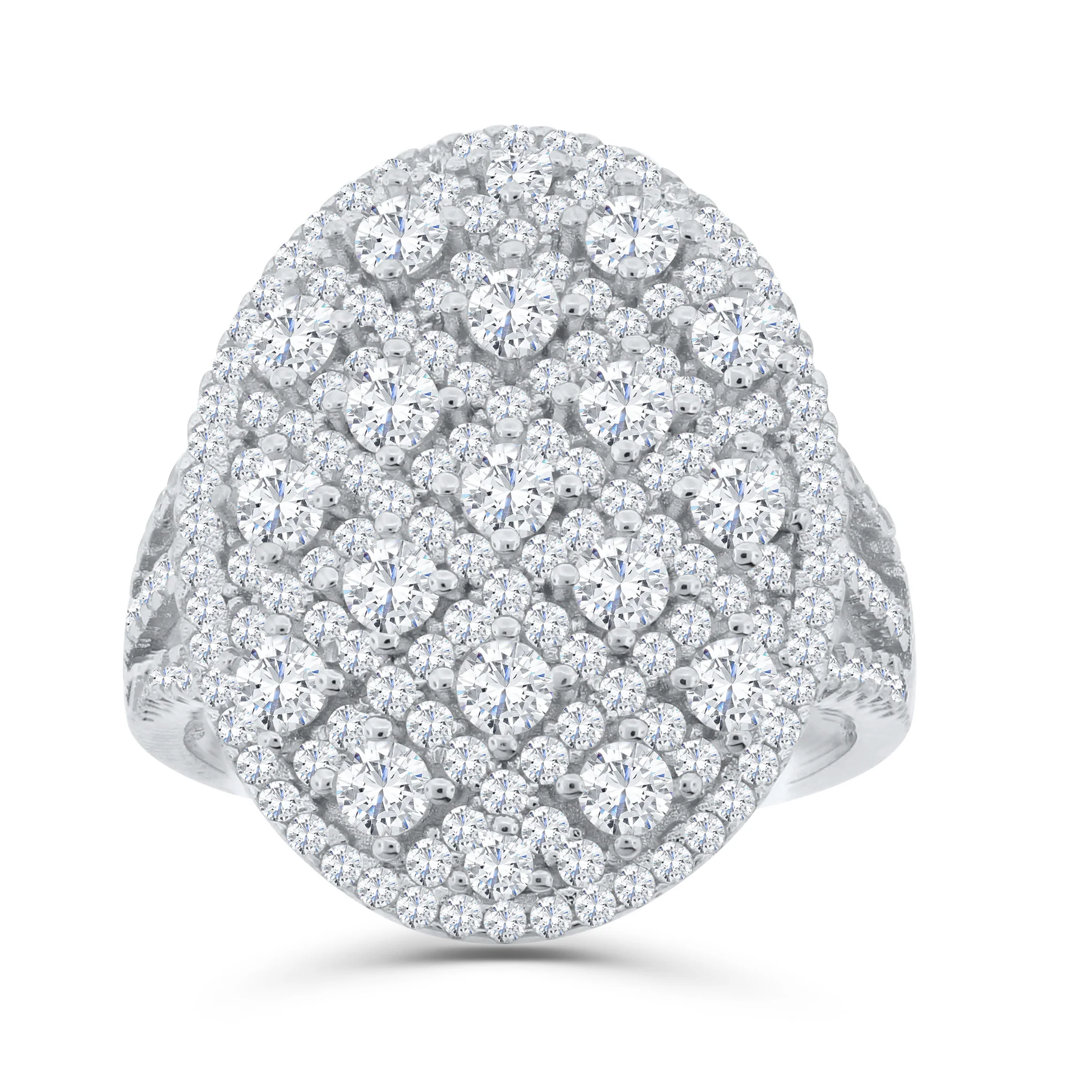 Brilliante Sterling Silver Simulated Diamond Art Deco Grid Cocktail Ring - Image 2