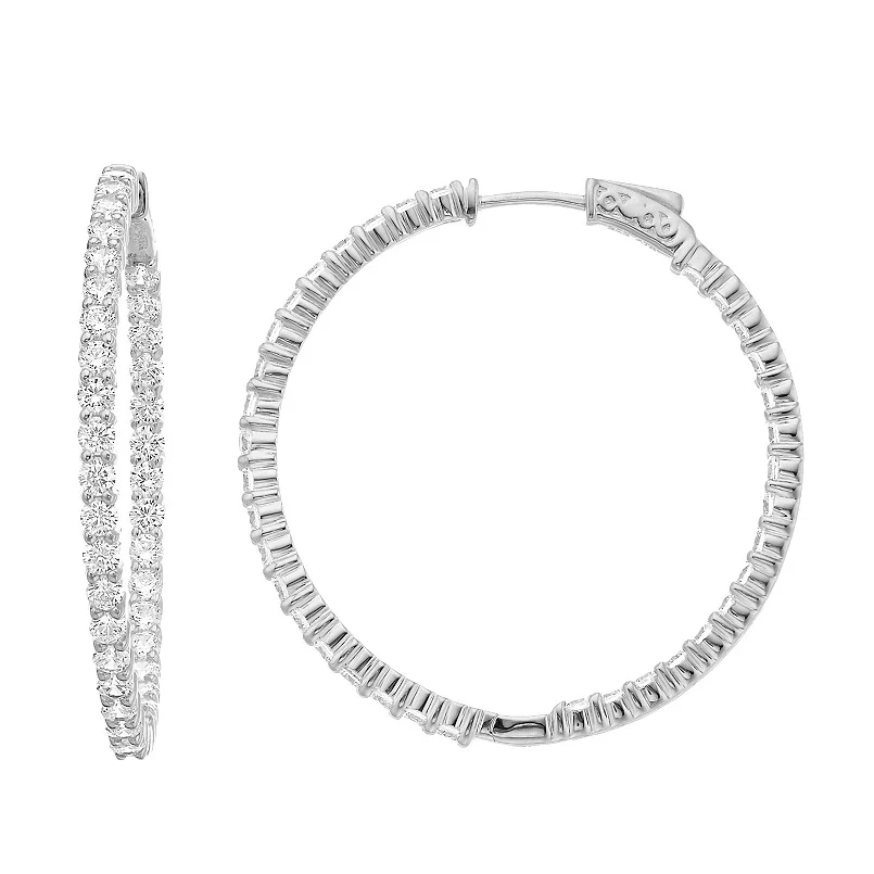 Brilliante Sterling Silver Simulated Diamond Inside-Out Hoop Earrings - Image 2