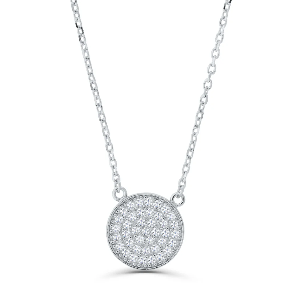 Brilliante Sterling Silver Simulated Diamond Pave Pendant 16" Necklace with 2" Extender - Image 3