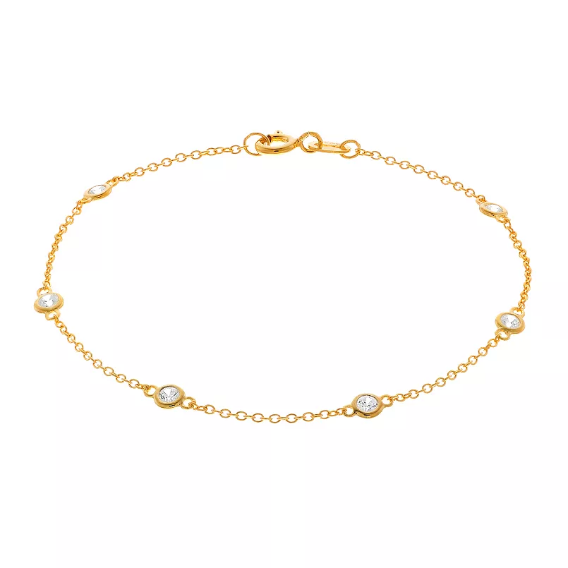 Brilliante Sterling Silver Simulated Diamond Station Bracelet - Image 2