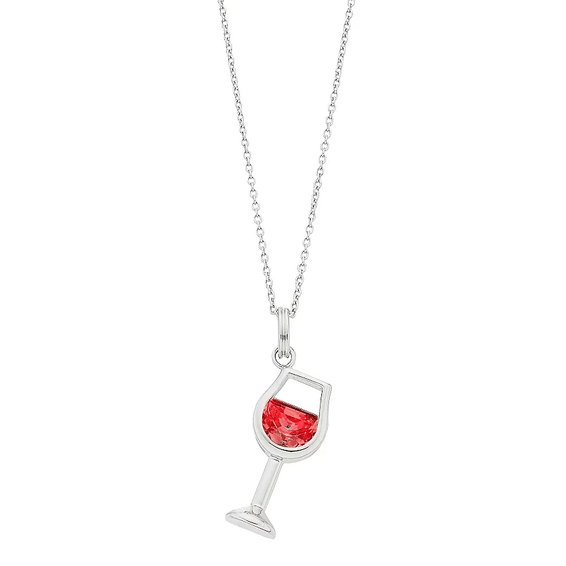 Brilliante Sterling Silver Simulated Diamond Wine Glass Pendant with 18" Chain - Image 3