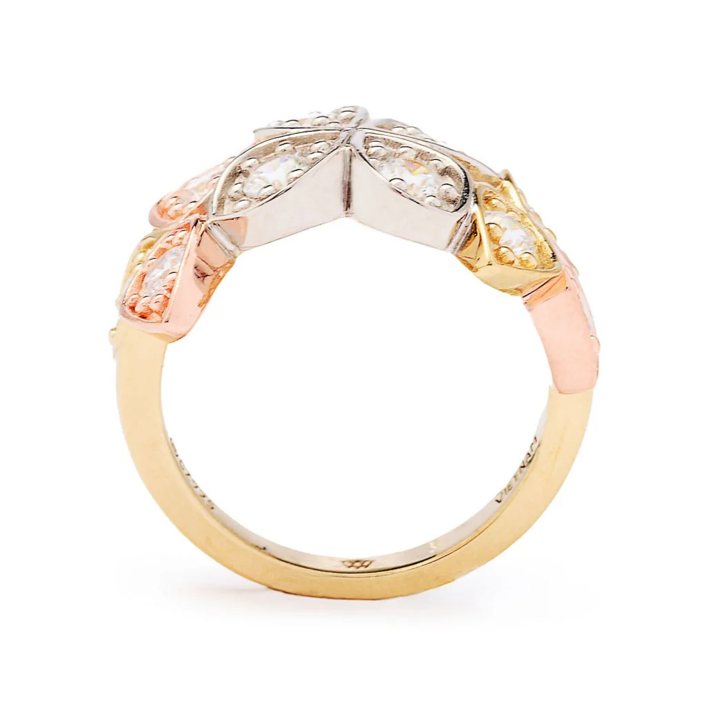 Brilliante Tri-Color 1.00 DEW Simulated Diamond Flower Ring - Image 2