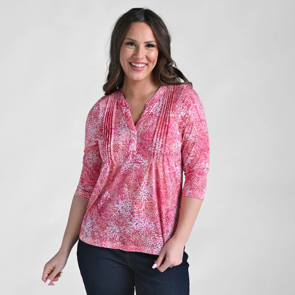 Christopher & Banks Burnout Y Neck 3/4 Sleeve Top - Image 3