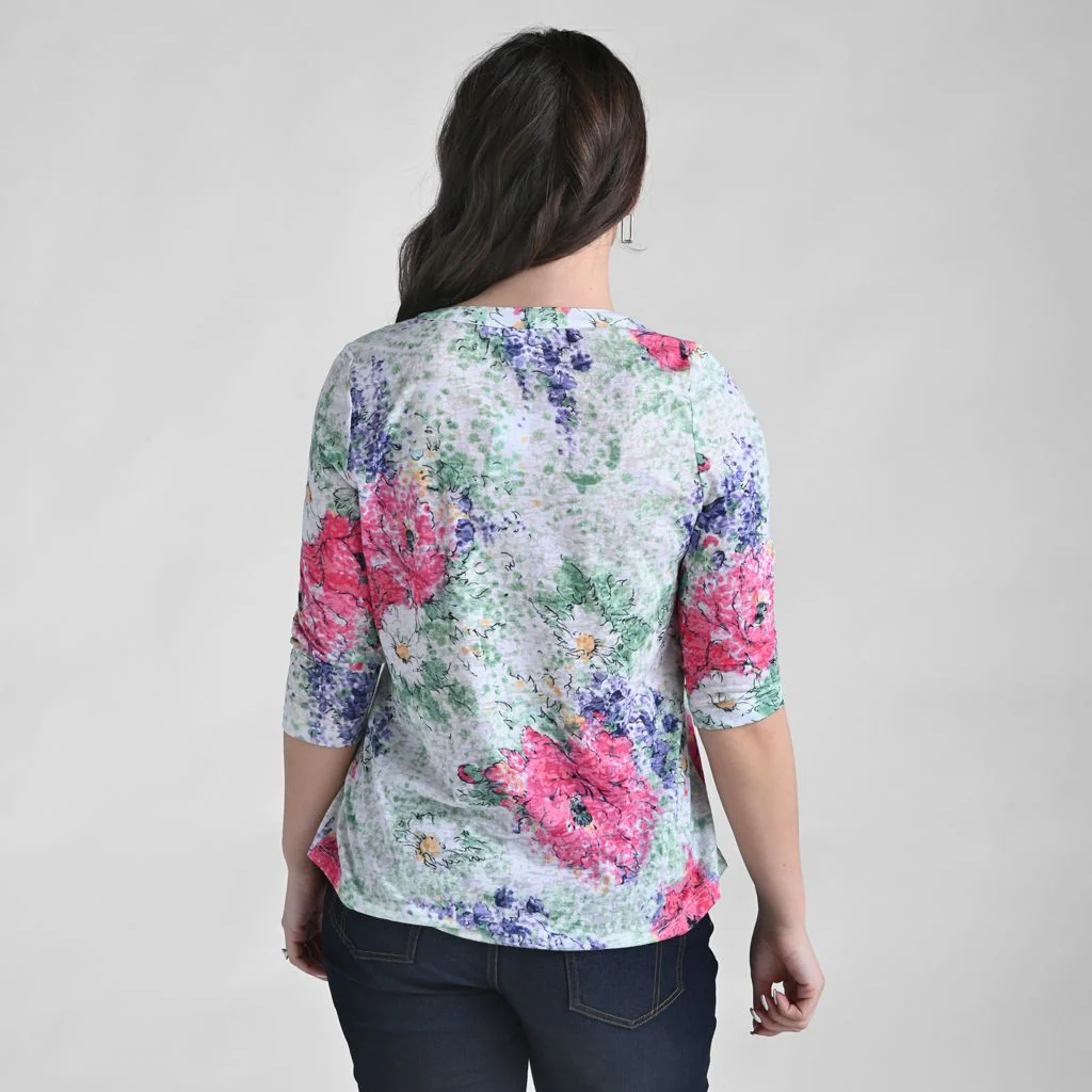 Christopher & Banks Burnout Y Neck 3/4 Sleeve Top - Image 4
