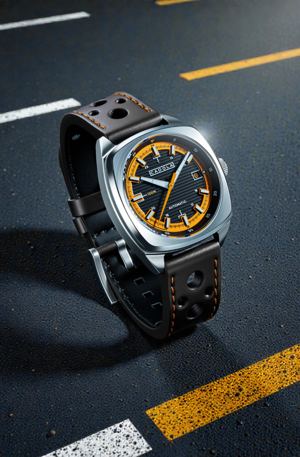 Cadola Men's 38mm Buxton Automatic Cutout Leather Strap Watch - Image 9