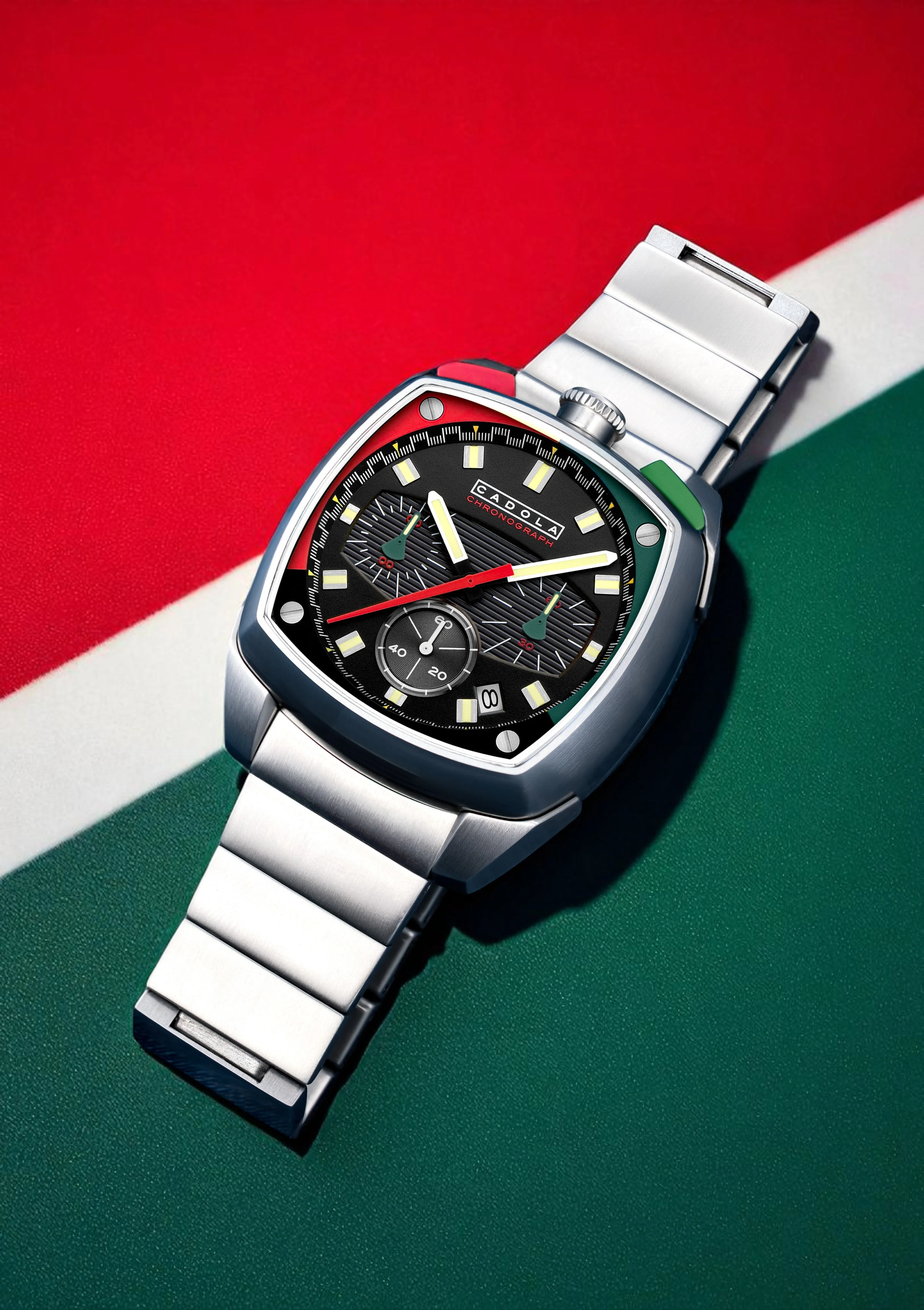 Cadola Men's 39mm Taurus Quartz Chronograph Square Bracelet Watch - Image 7