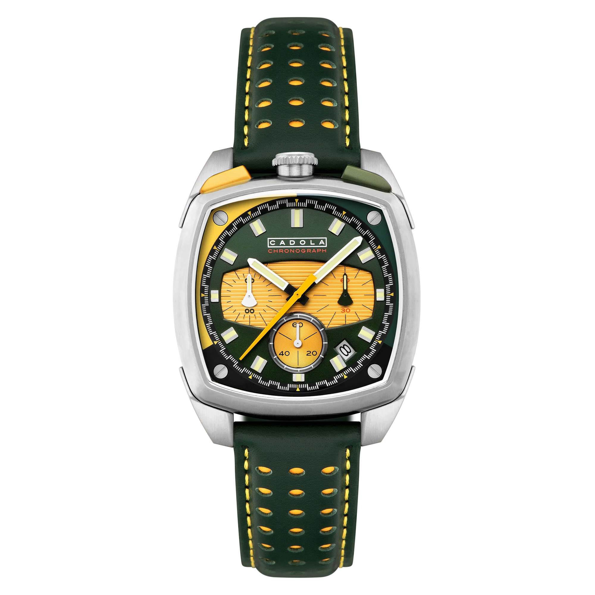 Cadola Men's 39mm Taurus Quartz Chronograph Square Leather Strap Watch - Image 2