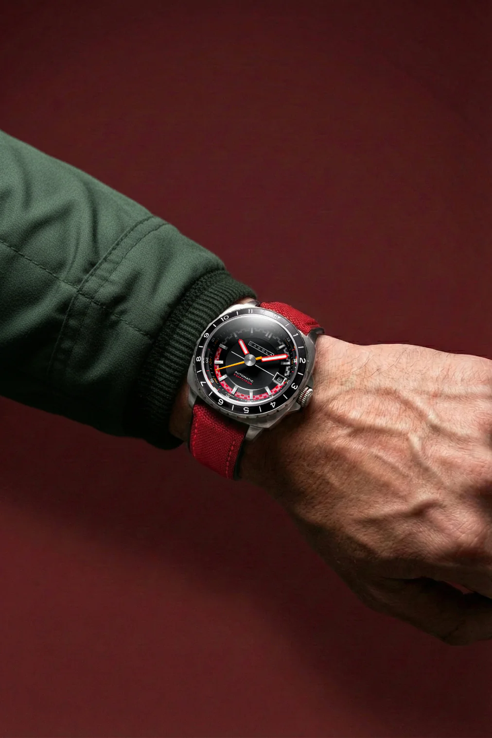 Cadola Men's 41mm Overdrive Automatic Canvas & Silicone Strap Watch - Image 16