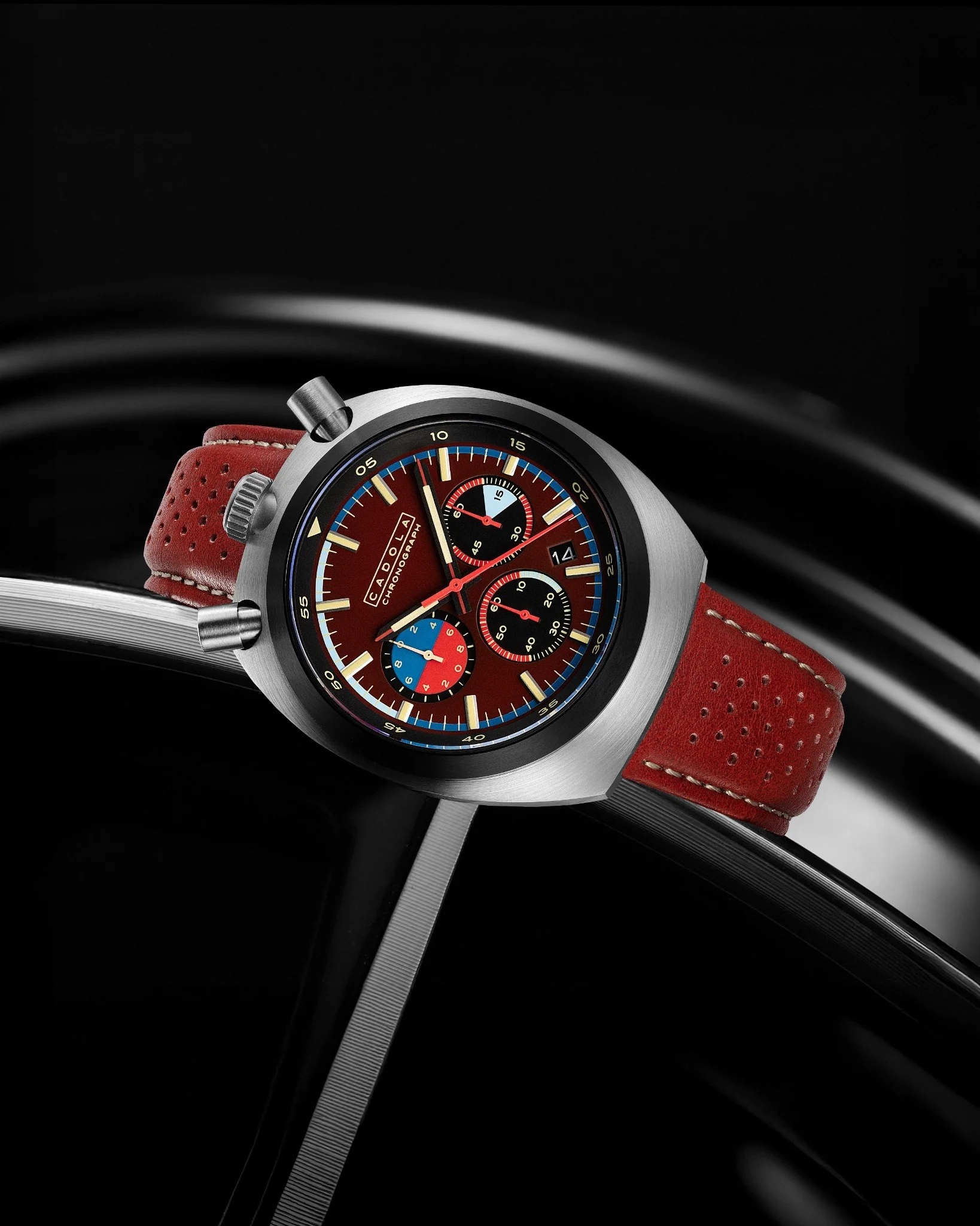 Cadola Men's 42mm Testa Di Toro Quartz Chronograph Leather Strap Watch - Image 10