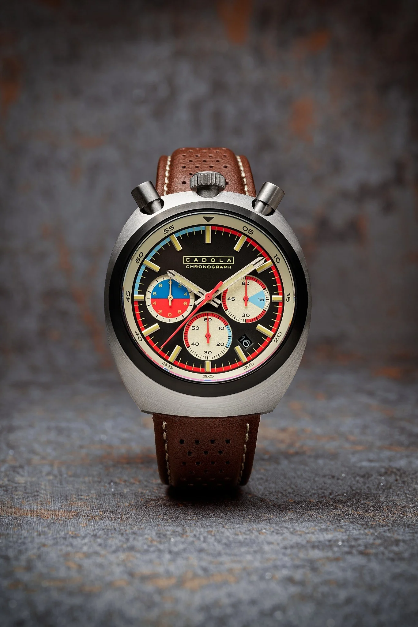 Cadola Men's 42mm Testa Di Toro Quartz Chronograph Leather Strap Watch - Image 6