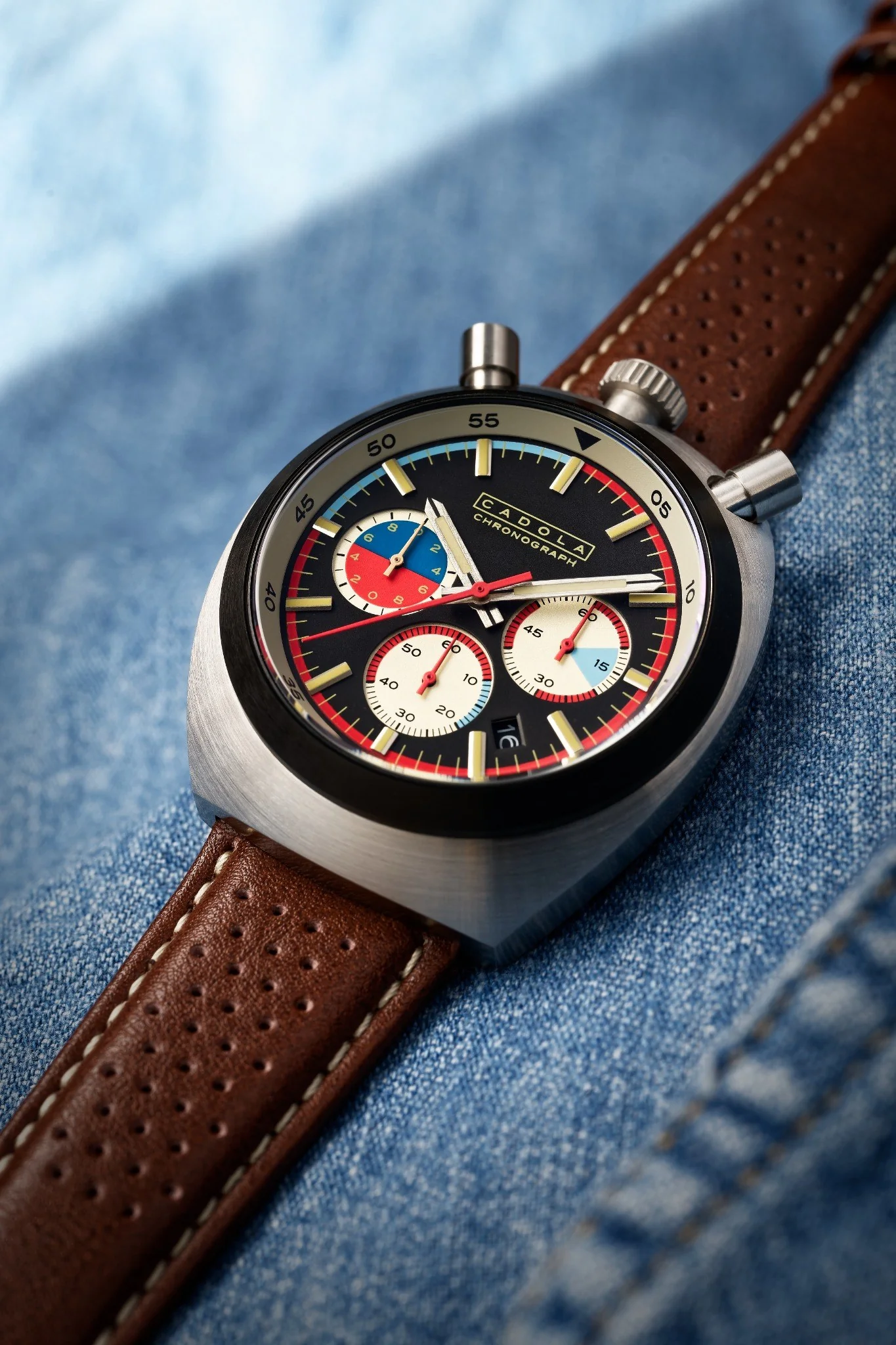 Cadola Men's 42mm Testa Di Toro Quartz Chronograph Leather Strap Watch - Image 7