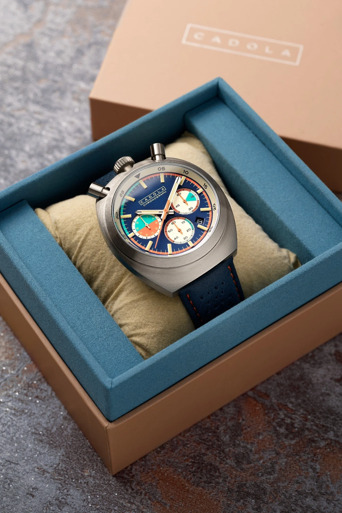 Cadola Men's 42mm Testa Di Toro Quartz Chronograph Leather Strap Watch - Image 9