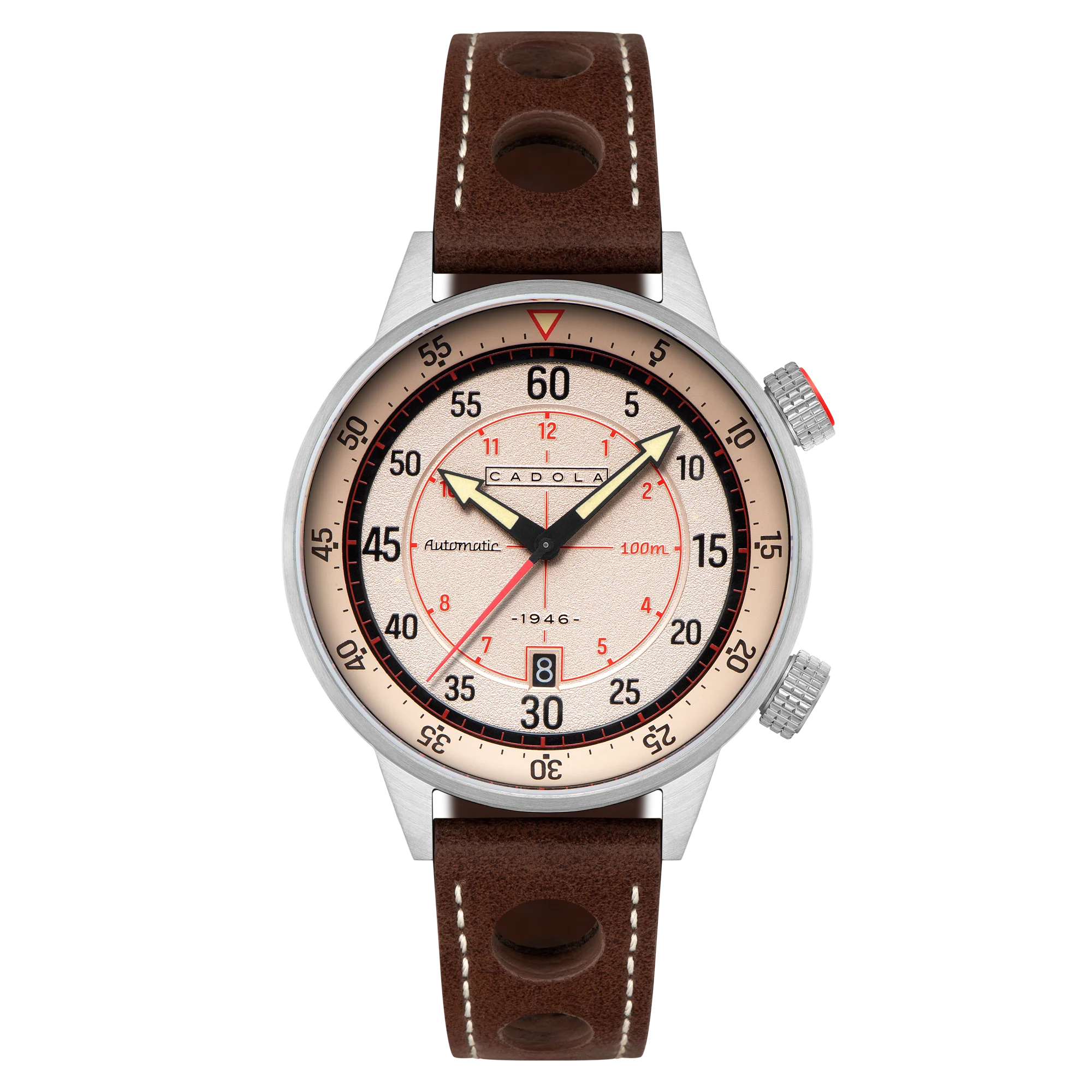 Cadola Men's 46mm Rally Timer Automatic Leather Strap Watch - Image 2