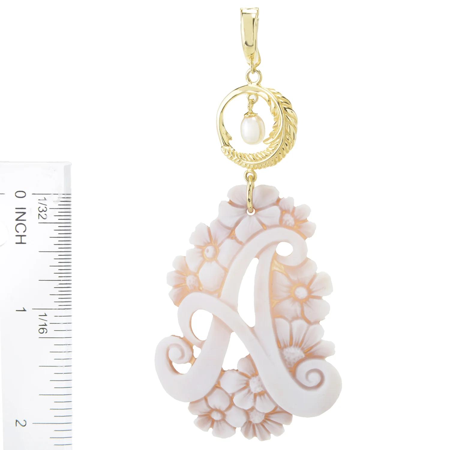 Cameo Italiano 18K Gold Plated Flower-Detailed Cameo Initial Pendant - Image 22